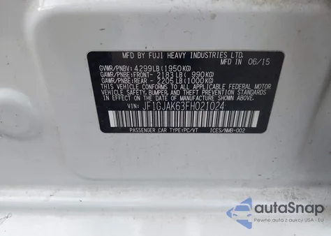 2015 Subaru Impreza Premium Plus из США, поврежденный, VIN JF1GJAK63FH021024